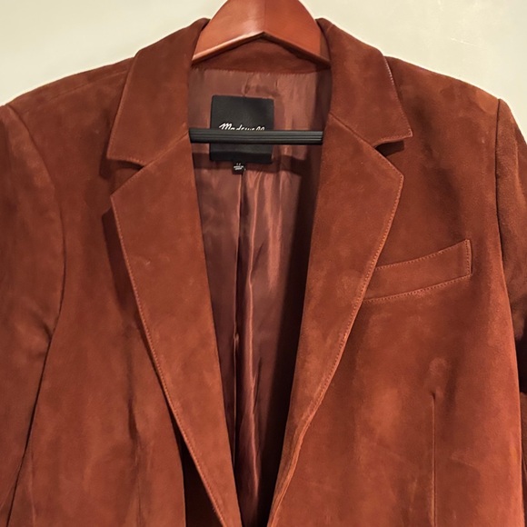 Madewell Brown Suede Single-Button Blazer - Picture 2 of 5